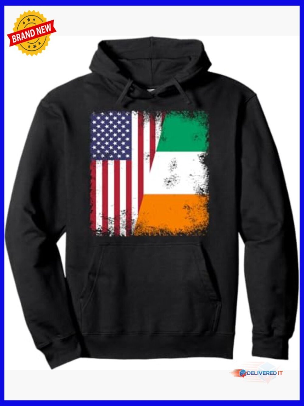 Half Ivory Coast Flag Pullover Hoodie - Double Sided Roots